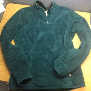 North face turquoise fuzzy pullover sweatshirt